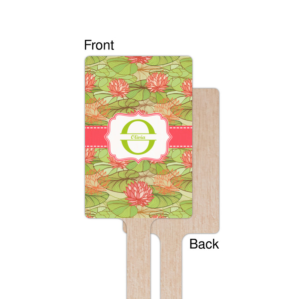 Lily Pads Wooden 6.25" Stir Stick - Rectangular - Single - Front & Back