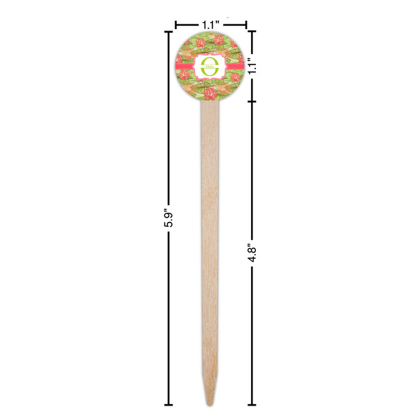 Lily Pads Wooden 6" Food Pick - Round - Dimensions
