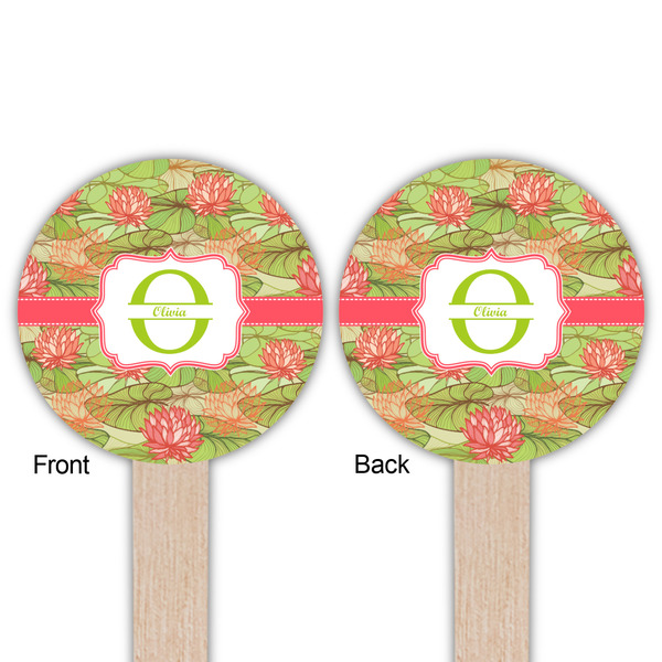 Lily Pads Wooden 6" Food Pick - Round - Double Sided - Front & Back