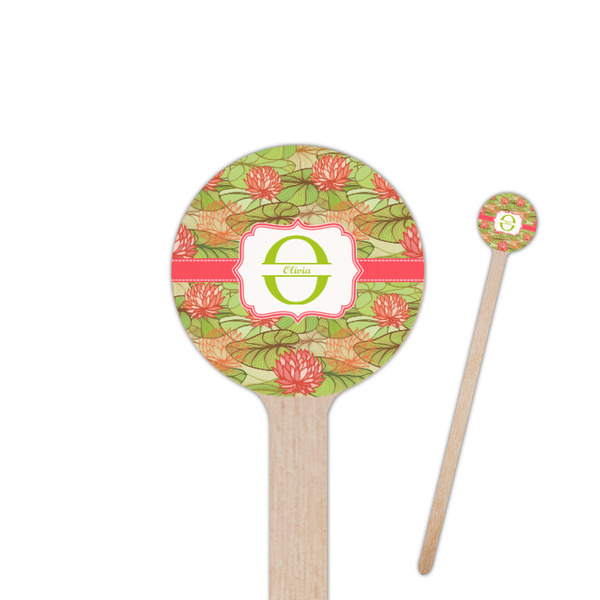 Custom Lily Pads 6" Round Wooden Stir Sticks - Single Sided (Personalized)