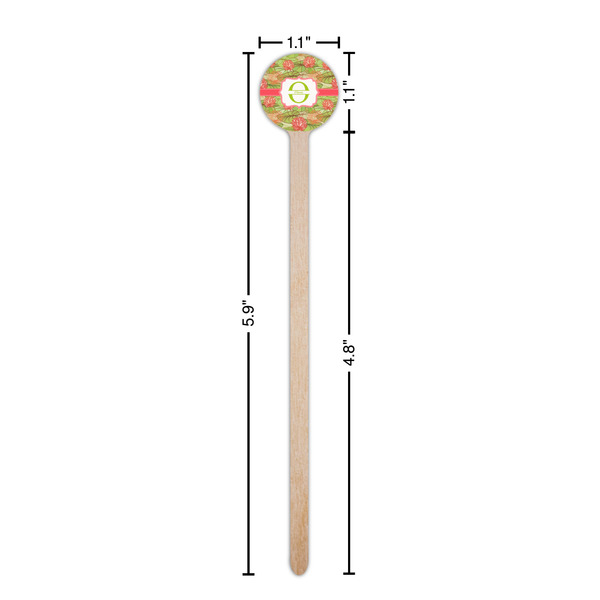 Lily Pads Wooden 6" Stir Stick - Round - Dimensions