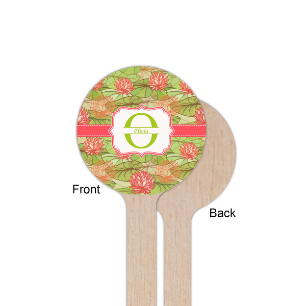 Lily Pads Wooden 6" Stir Stick - Round - Single Sided - Front & Back