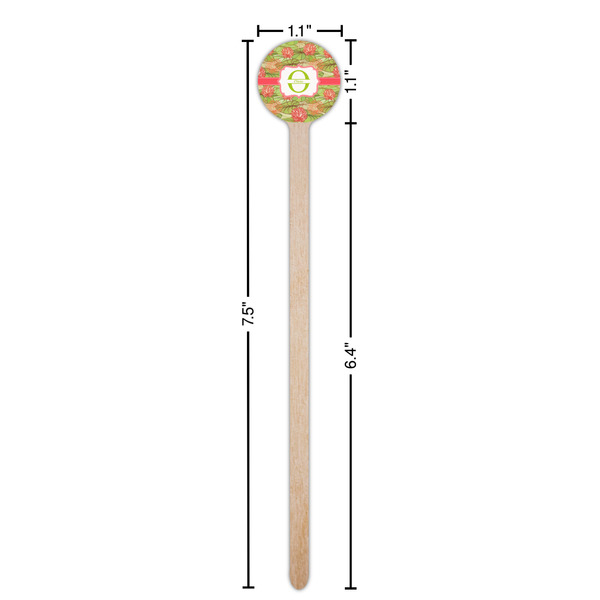 Lily Pads Wooden 7.5" Stir Stick - Round - Dimensions