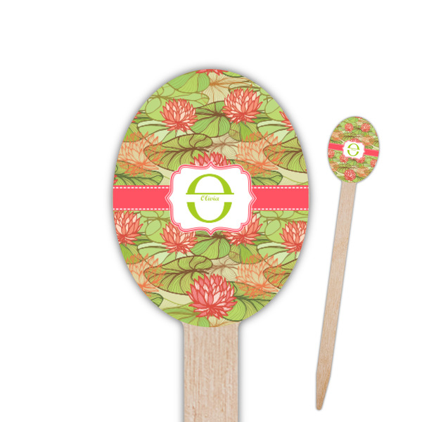 Custom Lily Pads Oval Wooden Food Picks (Personalized)