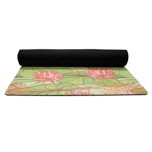Lily Pads Yoga Mat Rolled up Black Rubber Backing