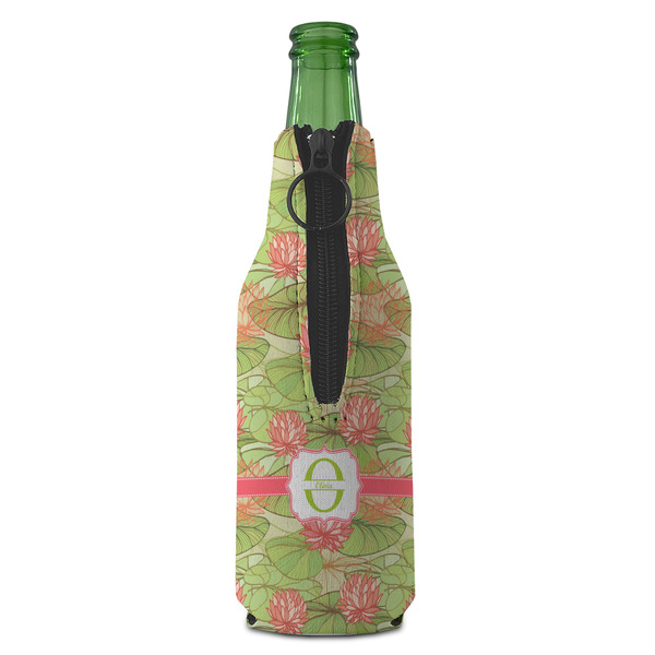 Lily Pads Zipper Bottle Cooler - BACK (bottle)