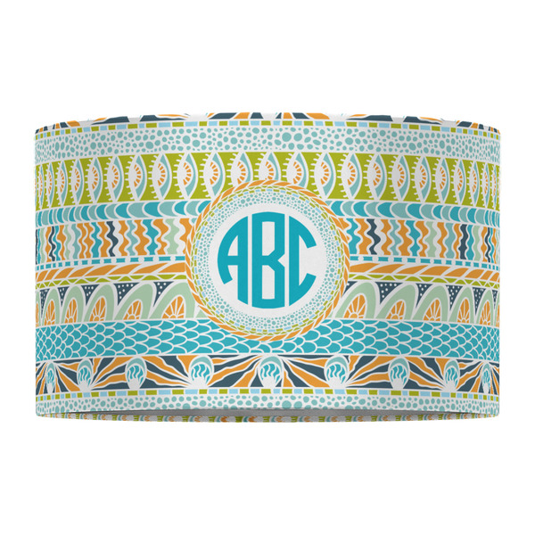Abstract Teal Stripes 12" Drum Lampshade - FRONT (Fabric)