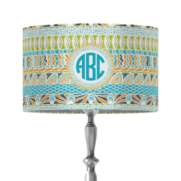 Custom Abstract Teal Stripes 12" Drum Lamp Shade - Fabric (Personalized)