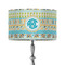 Abstract Teal Stripes 12" Drum Lampshade - ON STAND (Fabric)