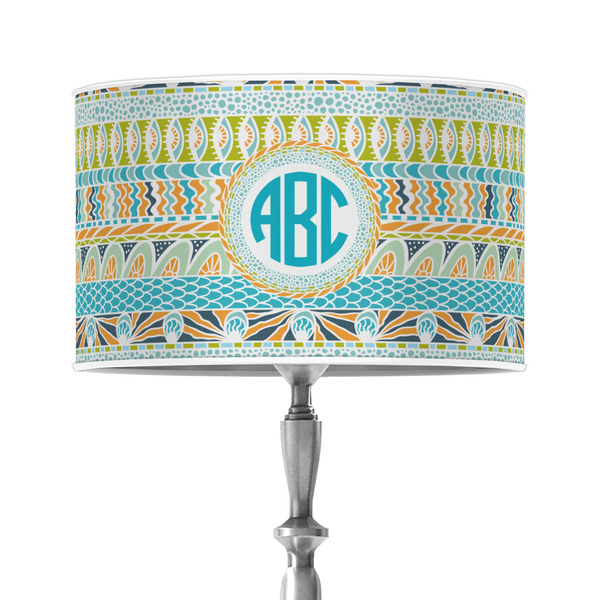 Custom Abstract Teal Stripes 12" Drum Lamp Shade - Poly-film (Personalized)