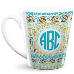 Abstract Teal Stripes 12 Oz Latte Mug (Personalized)
