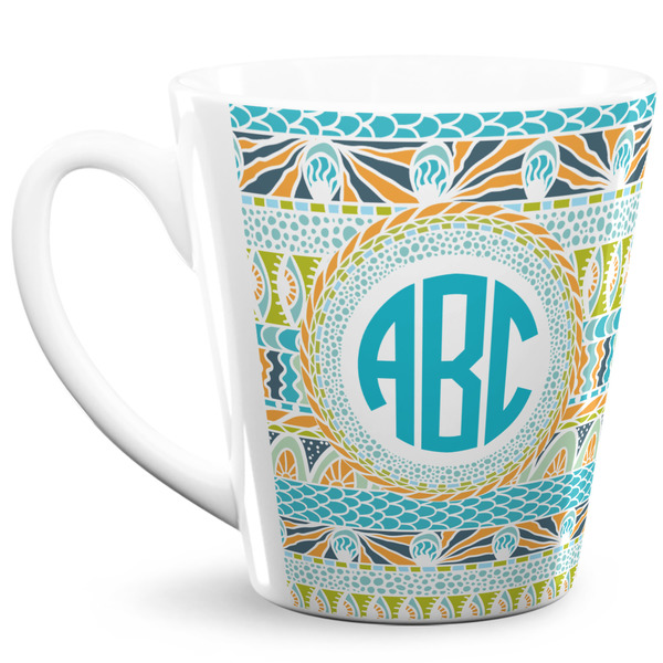 Custom Abstract Teal Stripes 12 Oz Latte Mug (Personalized)