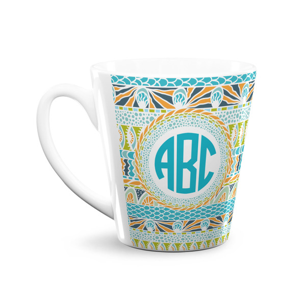 Abstract Teal Stripes 12 Oz Latte Mug - Front