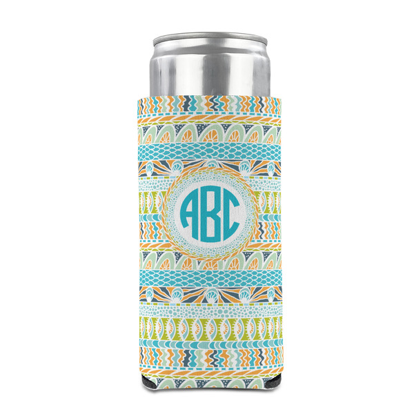 Abstract Teal Stripes 12oz Tall Can Sleeve - FRONT (on can)