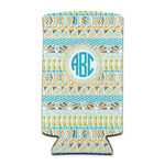 Abstract Teal Stripes Can Cooler (tall 12 oz) (Personalized)