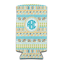 Abstract Teal Stripes Can Cooler (tall 12 oz) (Personalized)