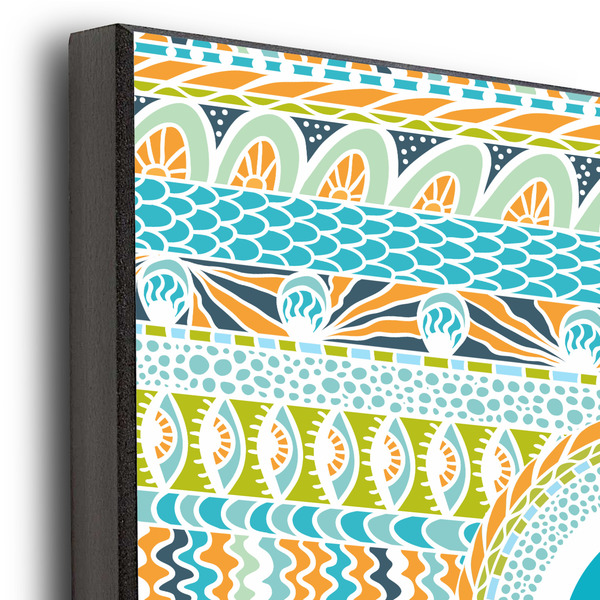 Abstract Teal Stripes 12x12 Wood Print - Closeup