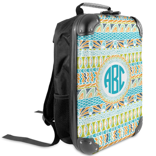 Custom Abstract Teal Stripes Kids Hard Shell Backpack (Personalized)