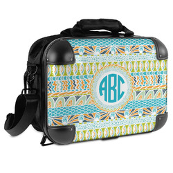 Abstract Teal Stripes Hard Shell Briefcase - 15" (Personalized)