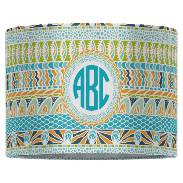 Abstract Teal Stripes 16" Drum Lampshade - FRONT (Fabric)