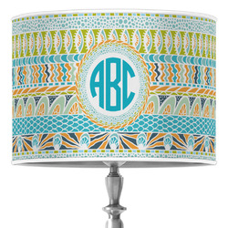 Abstract Teal Stripes 16" Drum Lamp Shade - Poly-film (Personalized)