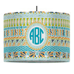 Abstract Teal Stripes Drum Pendant Lamp (Personalized)