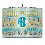 Abstract Teal Stripes 16" Drum Pendant Lamp - Fabric (Personalized)
