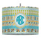 Abstract Teal Stripes Drum Pendant Lamp (Personalized)
