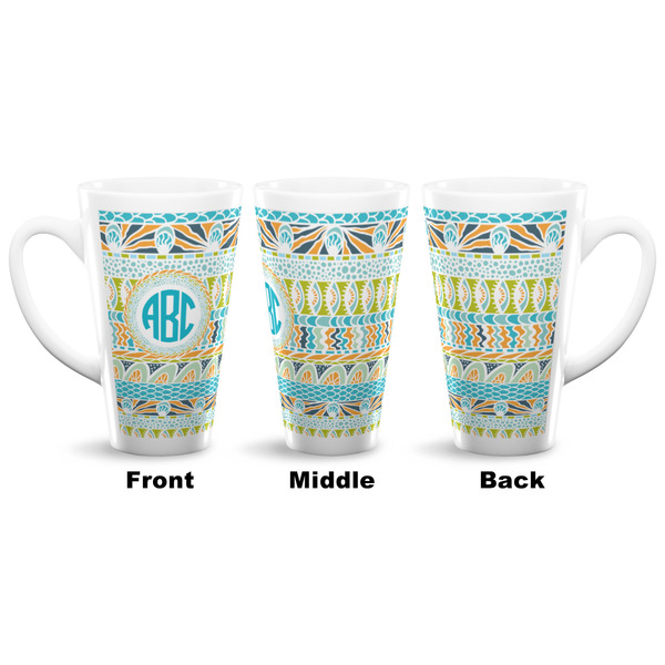 Abstract Teal Stripes 16 Oz Latte Mug - Approval