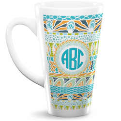 Abstract Teal Stripes 16 Oz Latte Mug (Personalized)