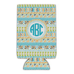 Abstract Teal Stripes Can Cooler (Personalized)