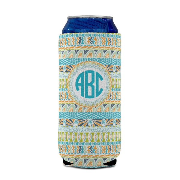 Abstract Teal Stripes 16oz Can Sleeve - FRONT (on can)
