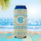 Abstract Teal Stripes 16oz Can Sleeve - LIFESTYLE