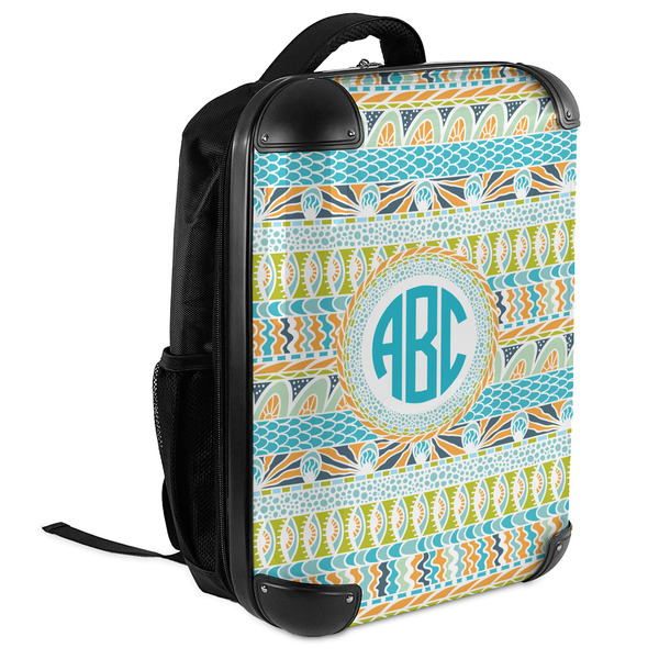 Abstract Teal Stripes 18" Hard Shell Backpacks - ANGLED VIEW