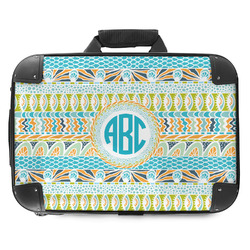 Abstract Teal Stripes Hard Shell Briefcase - 18" (Personalized)