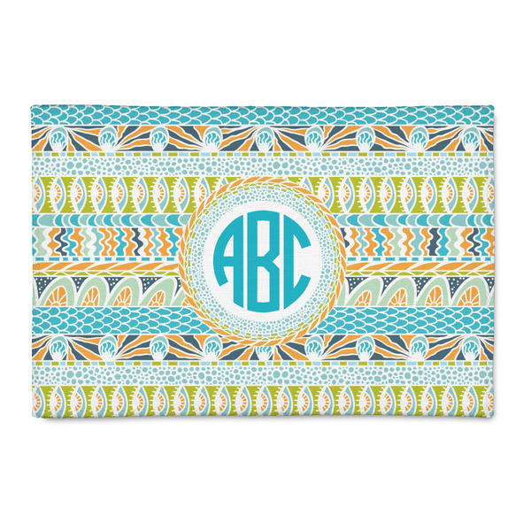 Custom Abstract Teal Stripes Patio Rug (Personalized)