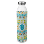 Abstract Teal Stripes 20oz Stainless Steel Water Bottle - Full Print (Personalized)