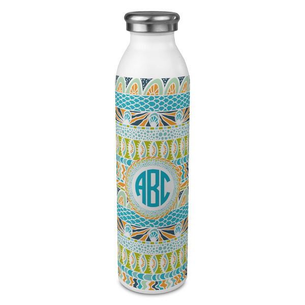 Custom Abstract Teal Stripes 20oz Stainless Steel Water Bottle - Full Print (Personalized)