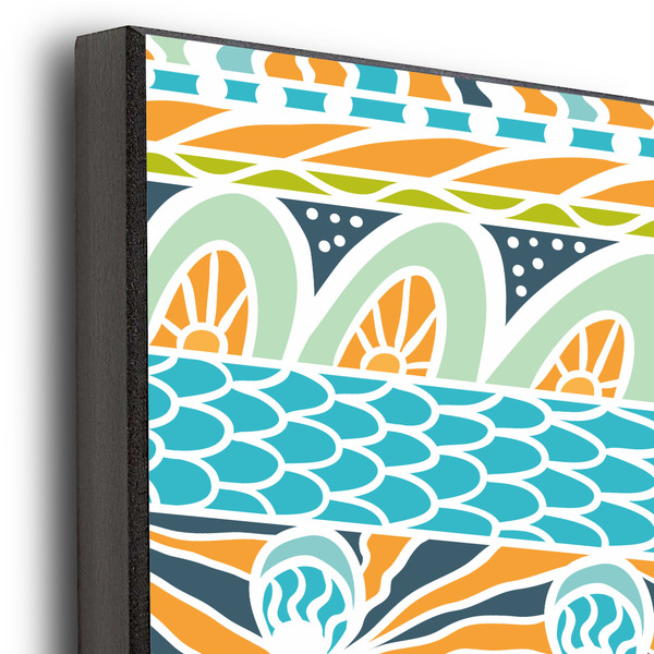 Abstract Teal Stripes 20x24 Wood Print - Closeup