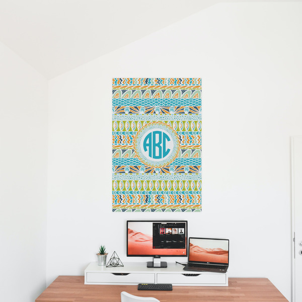 Abstract Teal Stripes 24x36 - Matte Poster - On the Wall