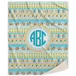 Abstract Teal Stripes Sherpa Throw Blanket - 50"x60" (Personalized)