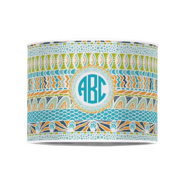 Abstract Teal Stripes 8" Drum Lampshade - FRONT (Poly Film)