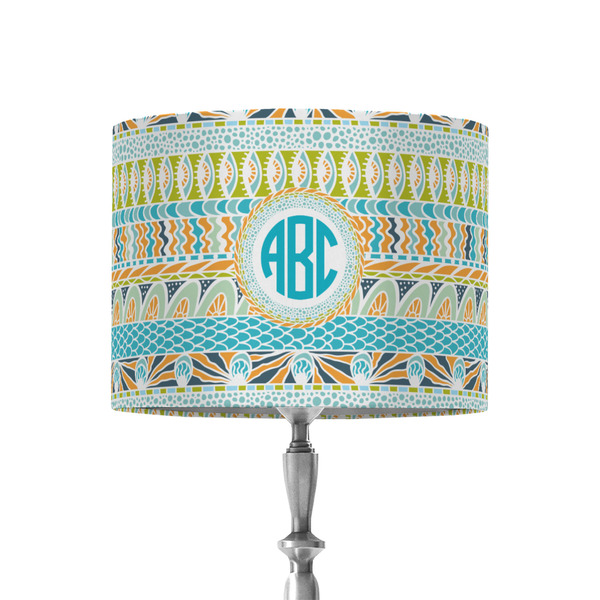 Custom Abstract Teal Stripes 8" Drum Lamp Shade - Fabric (Personalized)