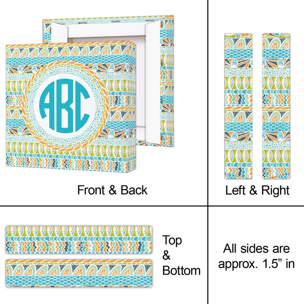 Abstract Teal Stripes 8x8 - Canvas Print - Approval