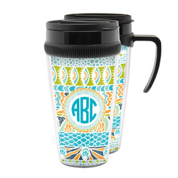 Abstract Teal Stripes Acrylic Travel Mug (Personalized)
