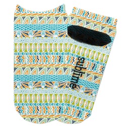 Abstract Teal Stripes Adult Ankle Socks