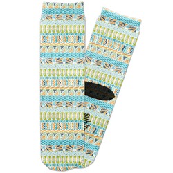 Abstract Teal Stripes Adult Crew Socks