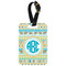 Abstract Teal Stripes Metal Luggage Tag w/ Monogram