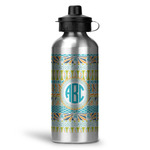 Abstract Teal Stripes Water Bottle - Aluminum - 20 oz (Personalized)
