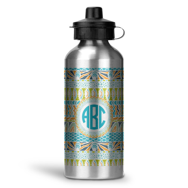 Custom Abstract Teal Stripes Water Bottle - Aluminum - 20 oz (Personalized)